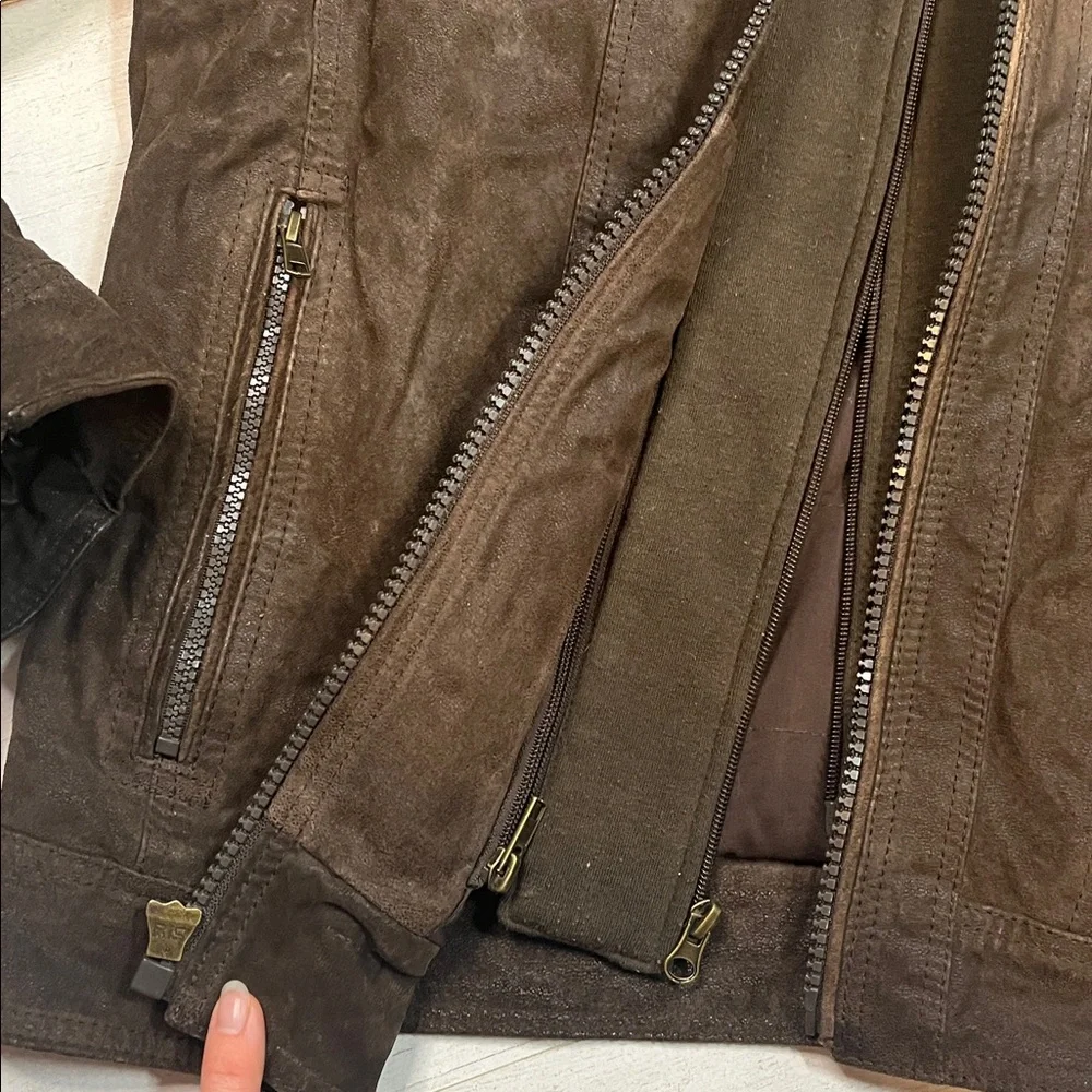 Black Rivet Brown Genuine Leather Jacket Size Medium